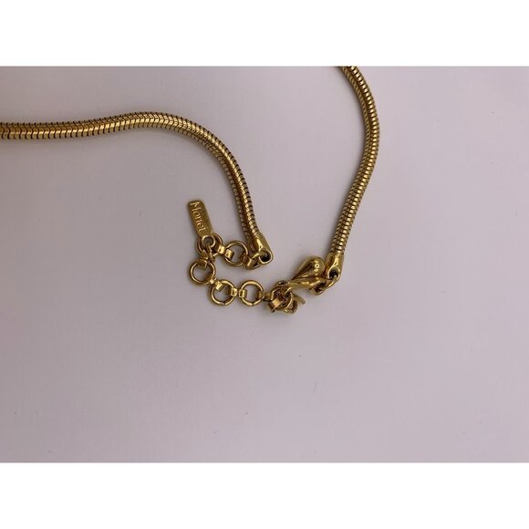Monet Gold-Tone Vintage Country Club Solid Chic Necklace With Elegant Pendant De - Picture 10 of 11